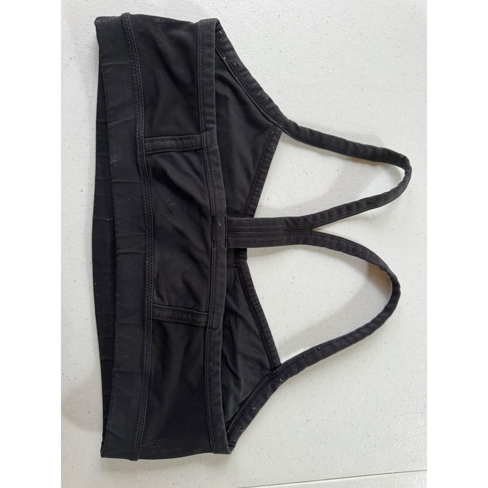 Lululemon Black White Striped Mesh Racerback Sports Bra‎ Womens Size 6 - Picture 2 of 5
